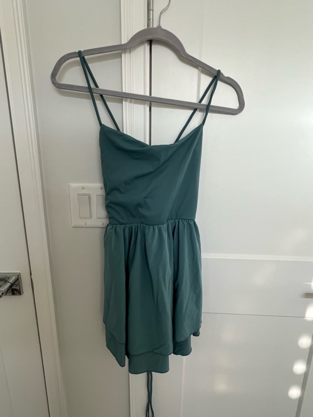 HALARA Teal Green Spaghetti Strap Skater Dress